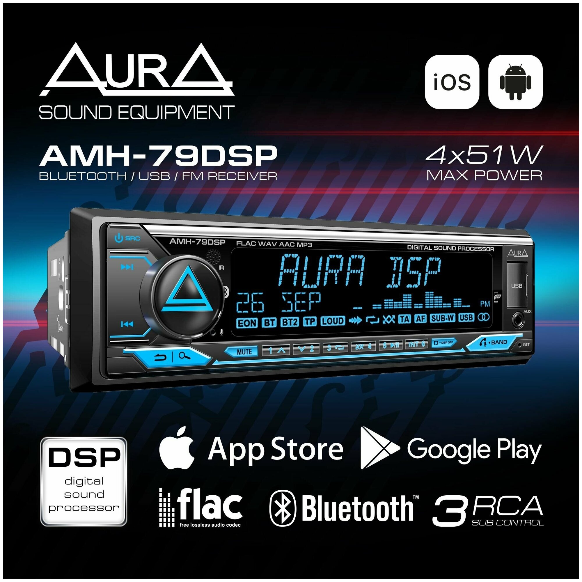 Автомагнитола c DSP процессором AurA AMH-79DSP