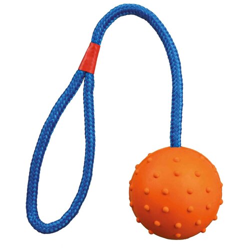 TRIXIE Игрушка для собак Мяч на веревке, натуральная резина ф 7см