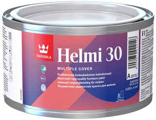 Краска акриловая Tikkurila Helmi 30 влагостойкая моющаяся полуматовая белый 0.225 л