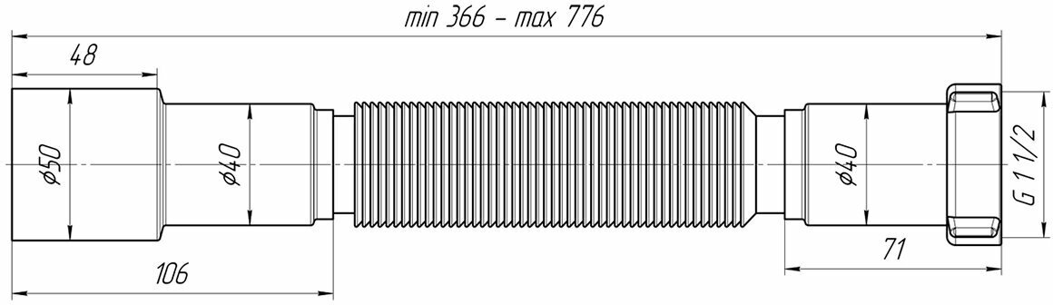 Труба гибкая АНИ K106 1 1/2*40/50 366-776 мм. - фотография № 4