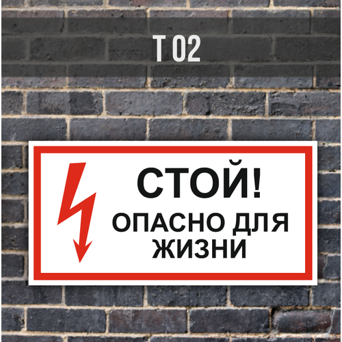 Табличка информационная на дверь Т02 Стой Опасно для жизни