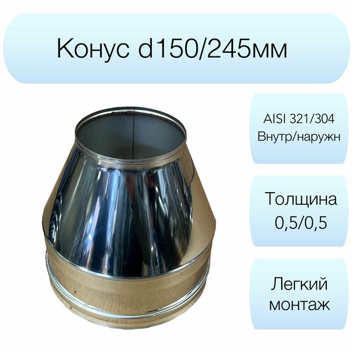 Конус факел Вулкан d150/245мм AISI 321/304