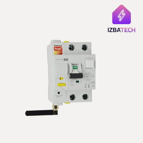 Изображение товара Модульный автомат Wi-Fi, умное реле - автомат с мониторингом мощности на 1 пост 32А, умный дом