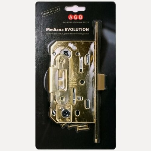 Изображение товара Замок межкомнатный бесшумный Agb MEDIANA EVOLUTION WC+отв. планка, золото (B01102.50.03.567)