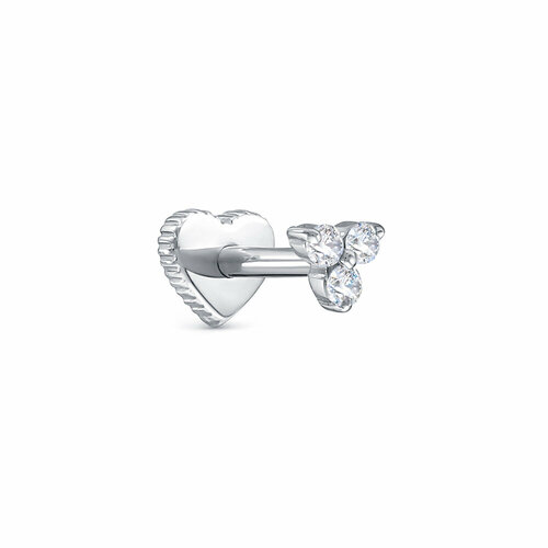 фото Моносерьга vesna jewelry, белое золото, 585 проба, родирование, бриллиант, , бесцветный