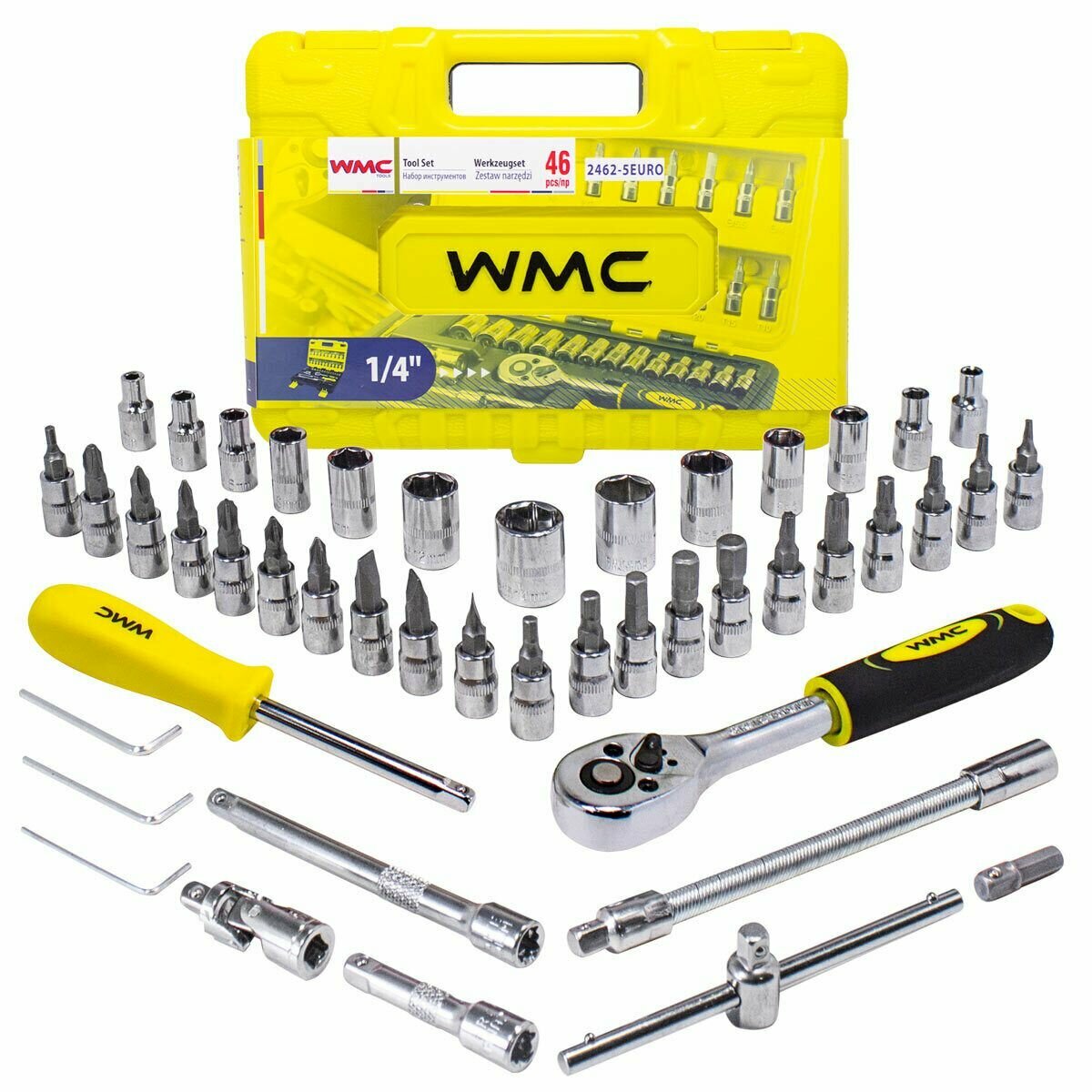 Набор инструмента 46пр. 1/4'(6-гран.)(4-14мм) WMC TOOLS WMC-2462-5 EURO