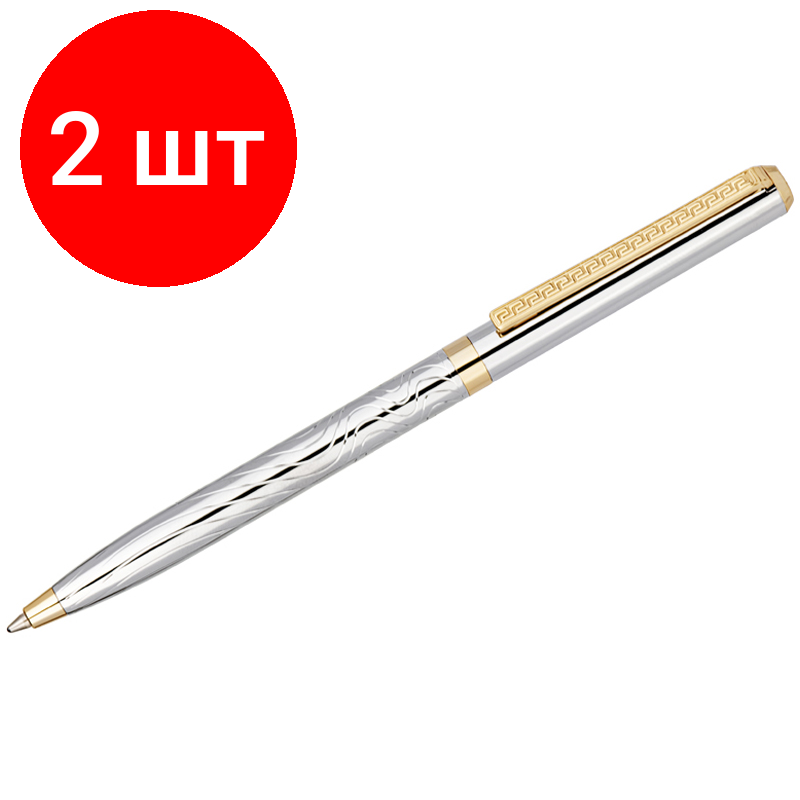 Ручка шариковая Гамма Delucci Tempo CPs_11415, корпус серебро-золото, синяя, 1 мм, 1 шт. - фото №1