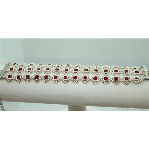 Браслет, Swarovski Zirconia, 1 шт., размер M, красный