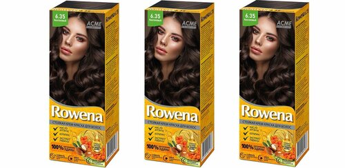 Стойкая крем-краска для волос Rowena, тон 6.35 каштановый, 115 мл, 3 шт.