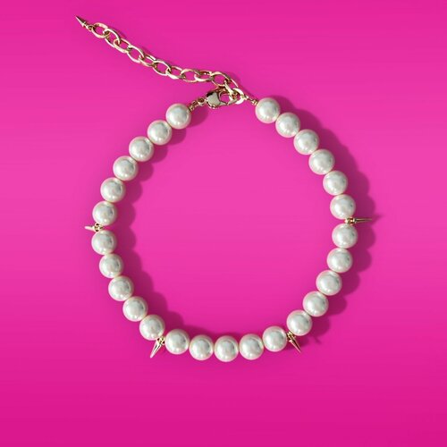 Чокер BUSA, жемчуг имитация, длина 40 см, белый, бежевый