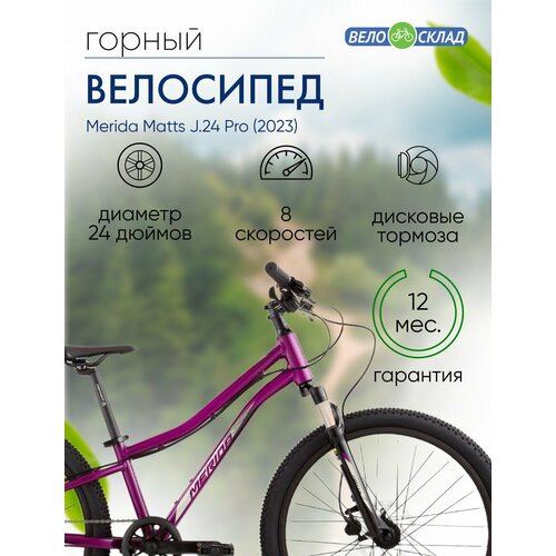 Подростковый велосипед Merida Matts J24 Pro год 2023 цвет Фиолетовый-Черный 3884000₽