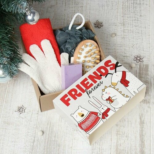 Подарочный набор Friends полотенце 30х60 см и банные акс3 предм 2057₽