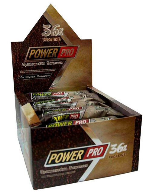 Батончики Power Pro 36% 60 г, 20 шт, вкус: мокачино