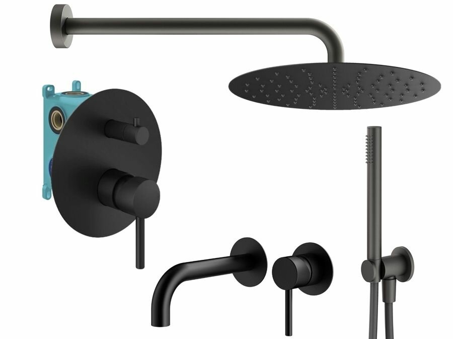 Душевой комплект Plumberia Selection Ixo черный матовый - фото №1