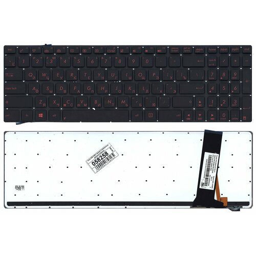 Клавиатура для Asus 9Z. N8BSU.101 черная с подсветкой, красные клавиши клавиатура для ноутбука asus 9z n8bsu 101 черная с белой подсветкой