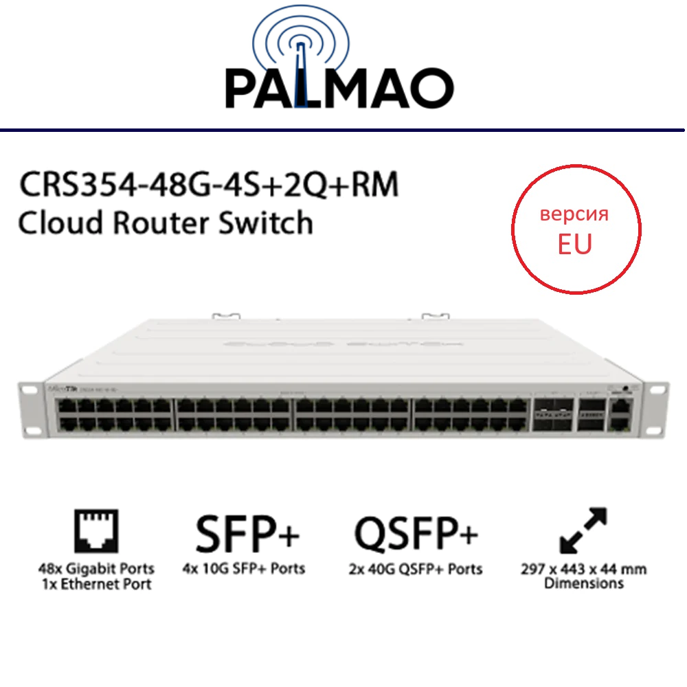 Маршрутизатор MikroTik Cloud Router Switch CRS354-48G-4S+2Q+RM