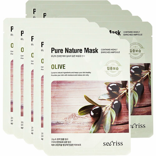 Маска для лица тканевая Anskin Secriss Pure Nature Mask Pack (Secriss Pure Nature Mask Pack-Olive), 10 шт