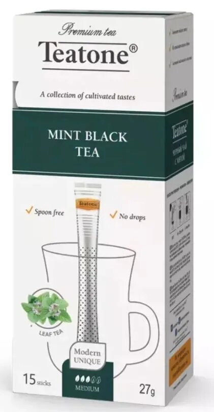 Чай черный с мятой Teatone 15 стиков - 2 штуки