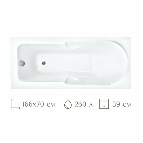 Акриловая ванна прямоугольная 166*70 Капри LESAN (без каркаса)