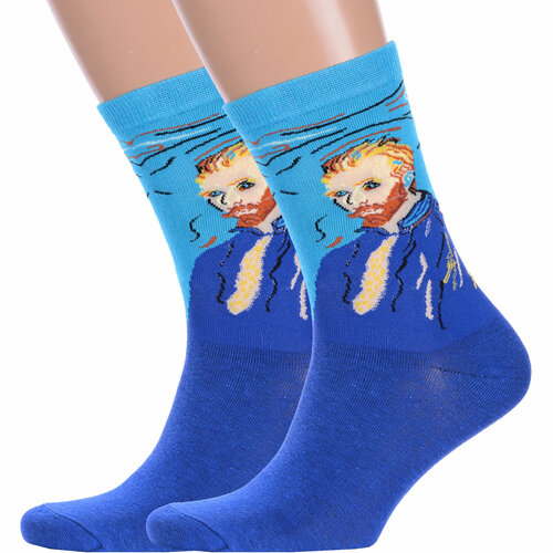 Носки HOBBY LINE, 2 пары, размер 35-42, голубой, синий носки hobby line 2 пары размер 35 42 фиолетовый
