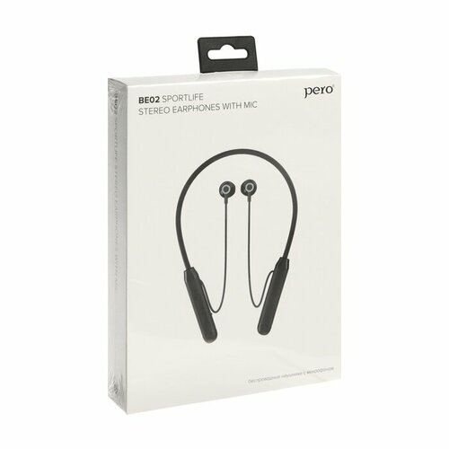 Наушники PERO BE02 SPORTLIFE беспроводные BT 51 микрофон 150 мАч до 14 часов черные комплект из 2 шт 3567₽