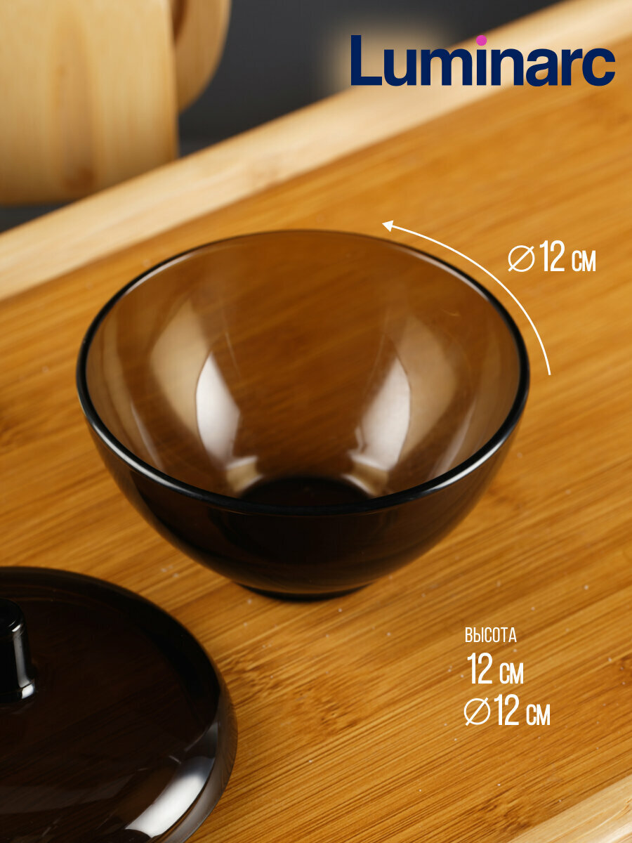 Сахарница с крышкой "амбьянте эклипс" 12см, LUMINARC, стеклокерамика/цвет дымчатый — фото 1