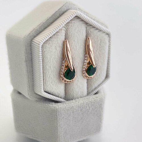 Серьги FJ Fallon Jewelry, фианит, размер 20 мм, золотой