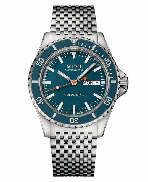 Наручные часы Mido Ocean Star, голубой, серебряный