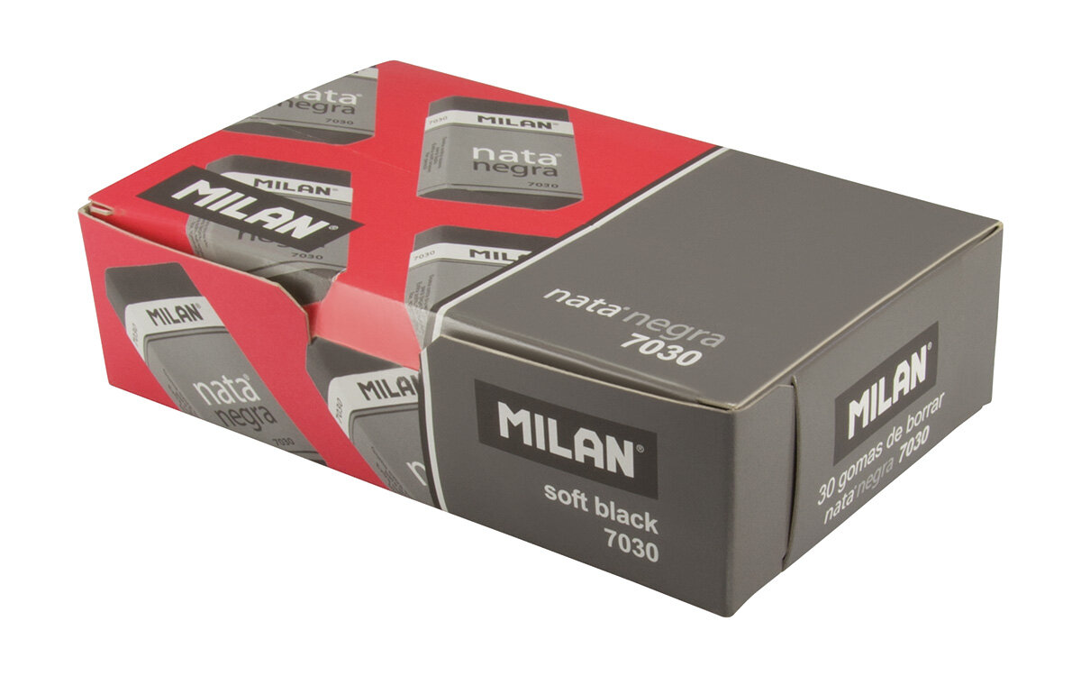 Мягкий ластик 30 шт. "Milan" прямоугольный nata 7030 3,9 х 2,4 х 1 см CPM7030CF черный