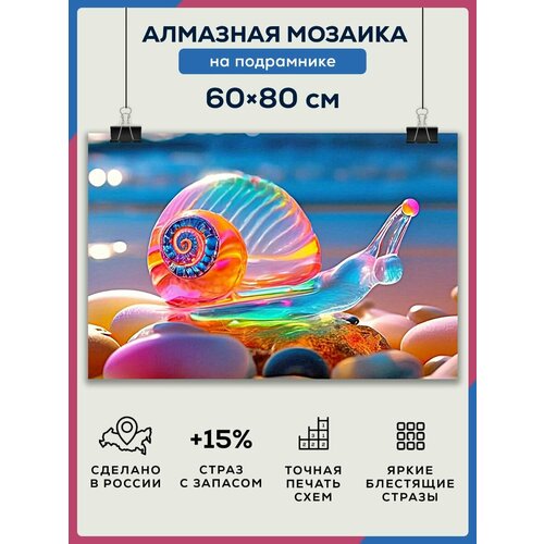 Алмазная мозаика 60x80 Улитка на берегу на подрамнике