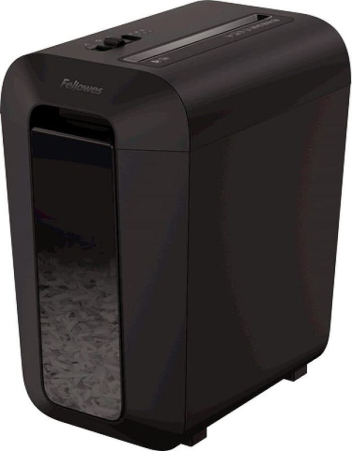 Шредер Fellowes PowerShred LX65 черный (секр. P-4) перекрестный 10лист. 22лтр. скрепки скобы пл. карты