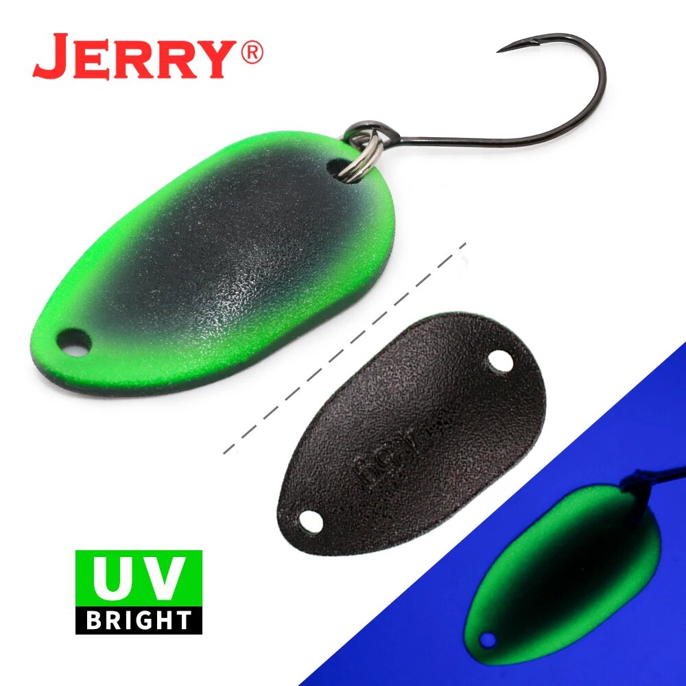 Jerry Gemini микро рыболовные ложки область форель воблер (Wobbler) 1 ПК 2g 35g 45g УФ Цвета Металлическая приманка блесна приманка блестящие хит продаж оптовая продажа Зеленый 4.5g T004M