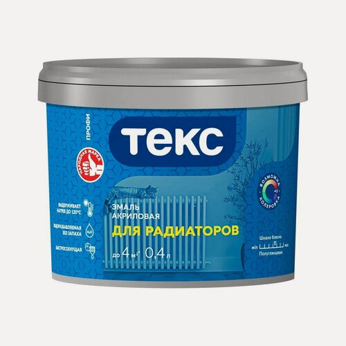 Изображение товара Эмаль Текс Универсал акриловая, для радиаторов, белая, 0,4 л
