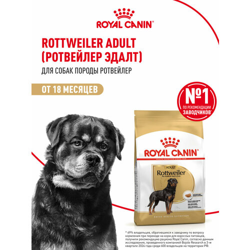 Сухой корм Royal Canin Rottweiler Adult (Ротвейлер Эдалт) для взрослых собак породы Ротвейлер старше 18 месяцев, 12 кг