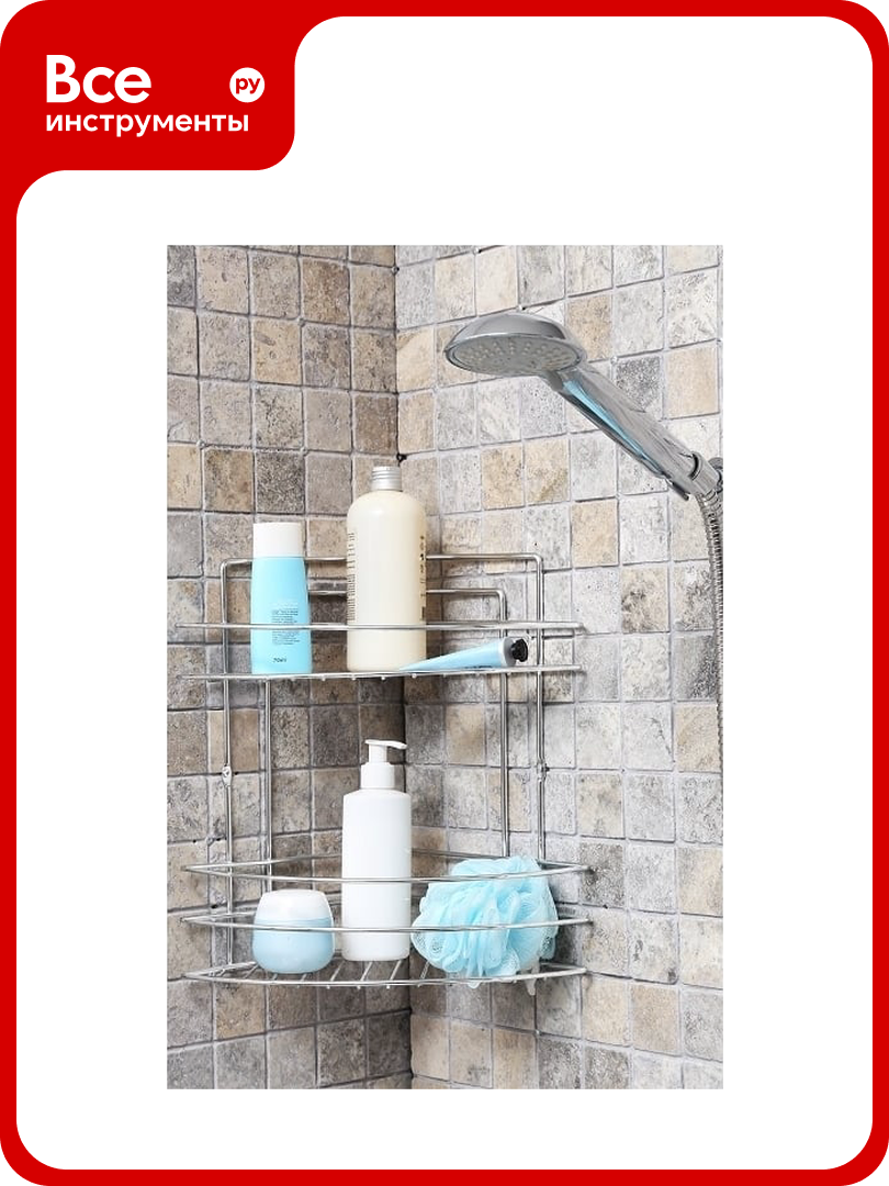 Угловая 2-х ярусная полка PRIMANOVA FEST 24x24x32 см хром D-05222