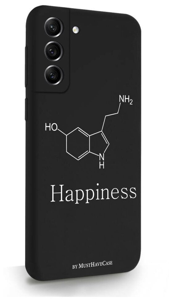 Черный силиконовый чехол MustHaveCase для Samsung Galaxy S21FE Молекула счастья Самсунг Галакси С21ФЕ