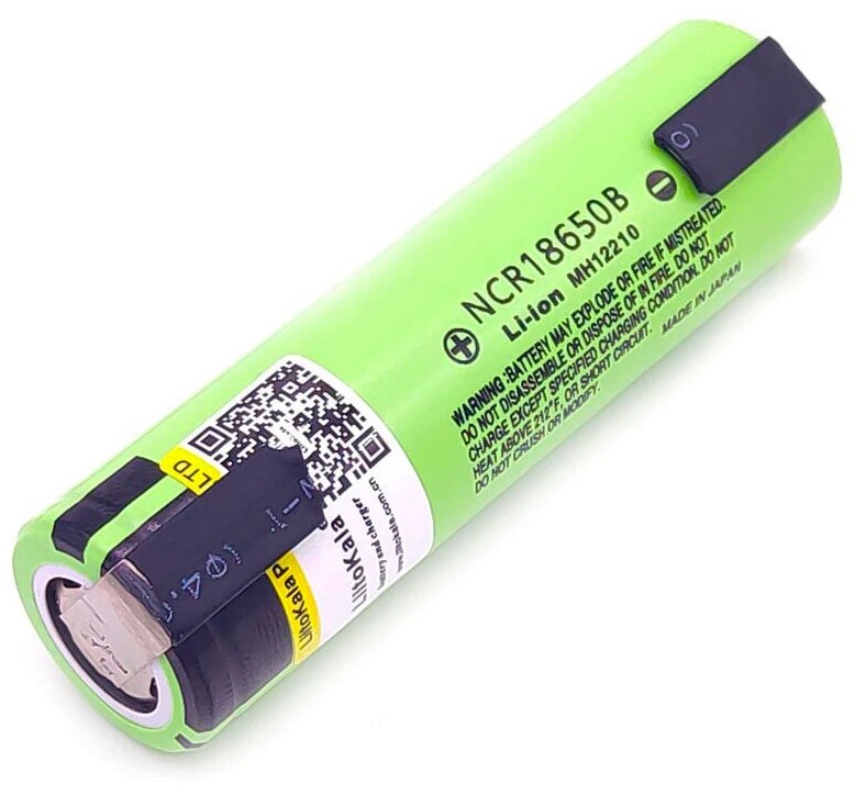 Аккумулятор LiitoKala 18650 Li-ion 3.7В 3400mAh незащищенный с выводами (NCR18650B) 1 шт.