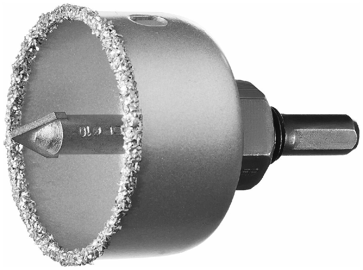 ЗУБР O 51 мм, L-25 мм, карбид-вольфрамовая крошка, в сборе с державкой и сверлом, коронка-чашка Профессионал (33360-051_z01)