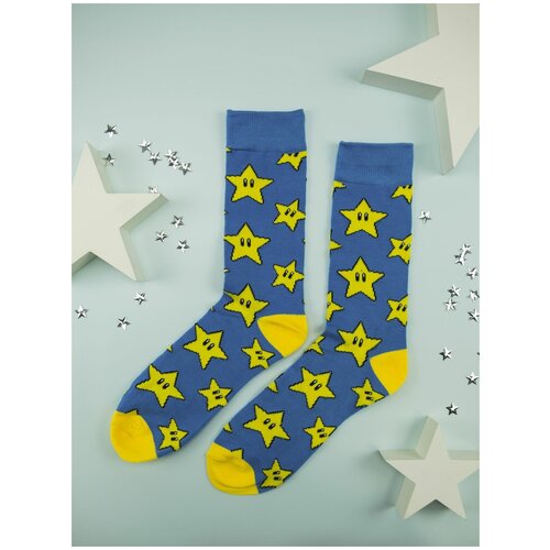 Носки 2beMan, размер 38-44, голубой, желтый носки 2beman размер 38 44 розовый желтый синий