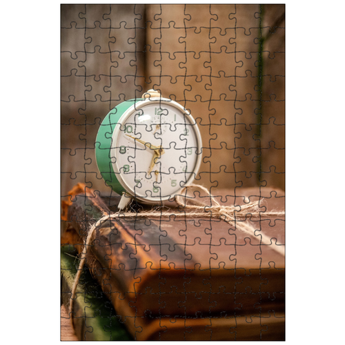 фото Магнитный пазл 27x18см."тревога, часы, книги" на холодильник lotsprints