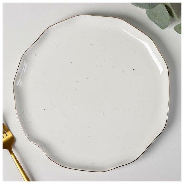 Тарелка Доляна «Млечный путь», обеденная, фарфор, d=25 см, цвет белый в крапинку