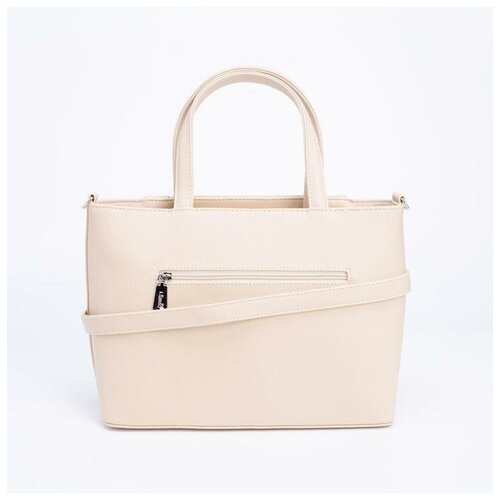 Сумка женская, отдел на молнии, 2 наружных кармана, длинный ремень, цвет светло-бежевый