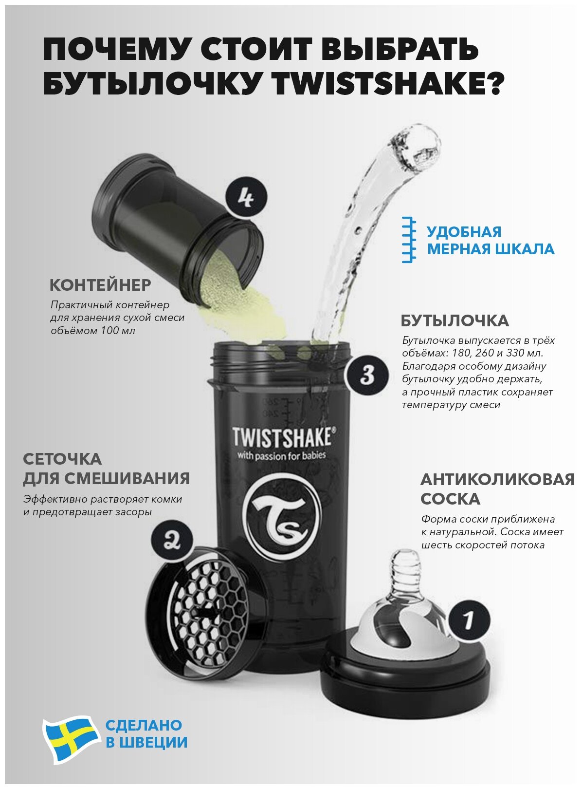 Бутылочка Twistshake антиколиковая с силиконовой соской 180 мл белый - фото №5