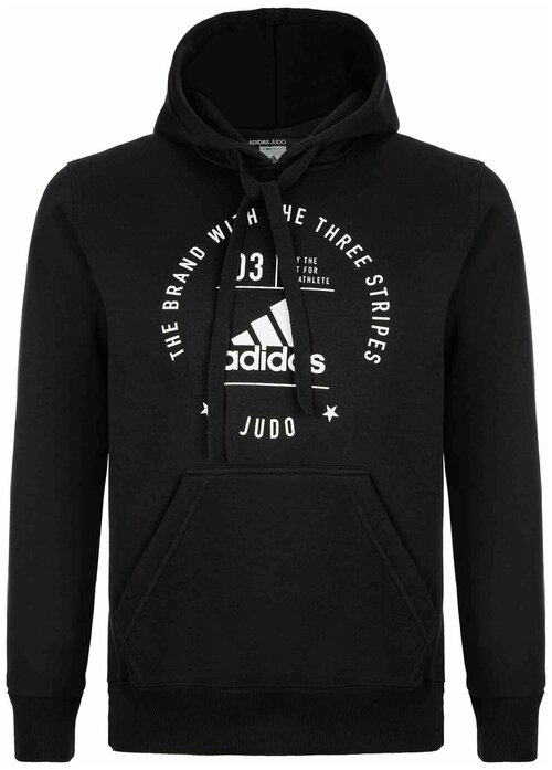 Толстовка adidas, карманы, капюшон, размер 152, черный