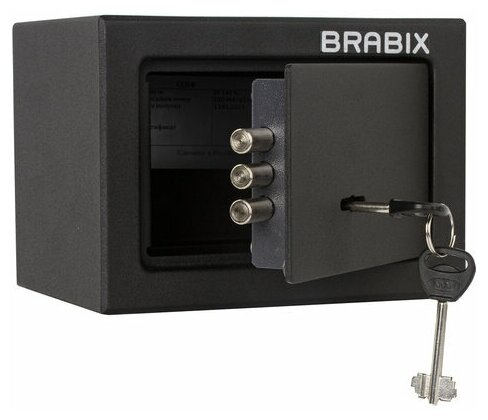 Сейф мебельный BRABIX SF-140KL (в140*ш195*г140мм), ключевой замок, черный, 291140