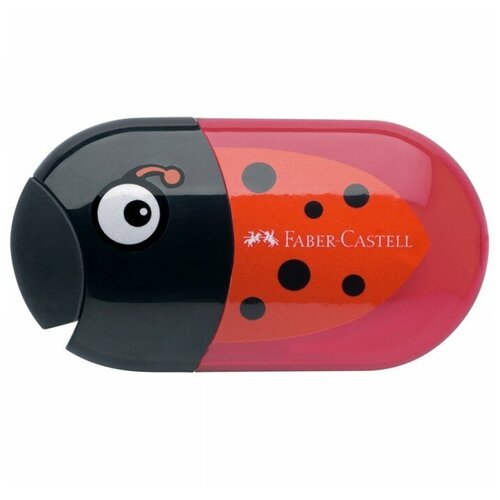 Faber-Castell Точилка пластиковая с ластиком Ladybug 2 отверстия точилка 1827 2 отв контейнер пластик faber castell