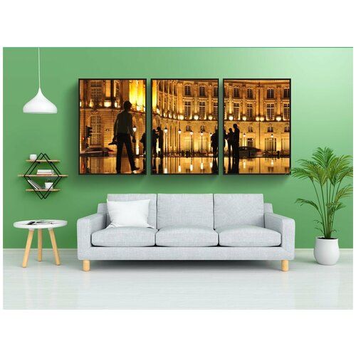 фото Набор модулных постеров для интерьера "бордо, вечер, город" 60x90 см. в тубусе, без рамки lotsprints