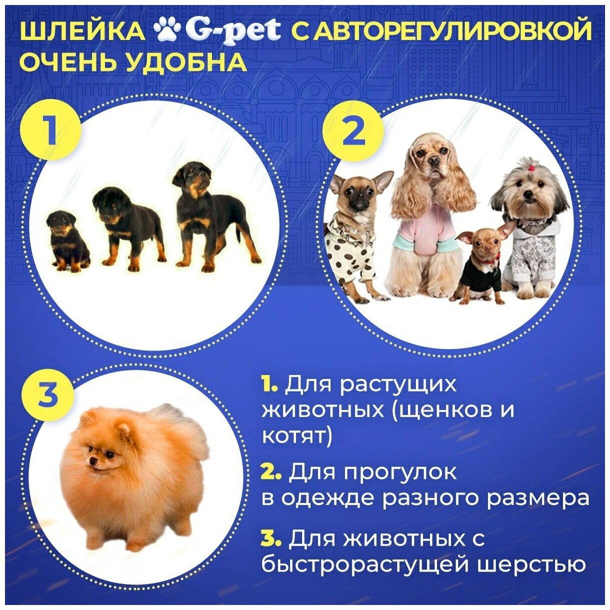 Авторегулируемая шлейка для кошек и мелких пород собак G-pet темно-синий M (40-52 см) для кота, шпица, мопса, таксы, джек рассел терьера, бульдога - фотография № 3