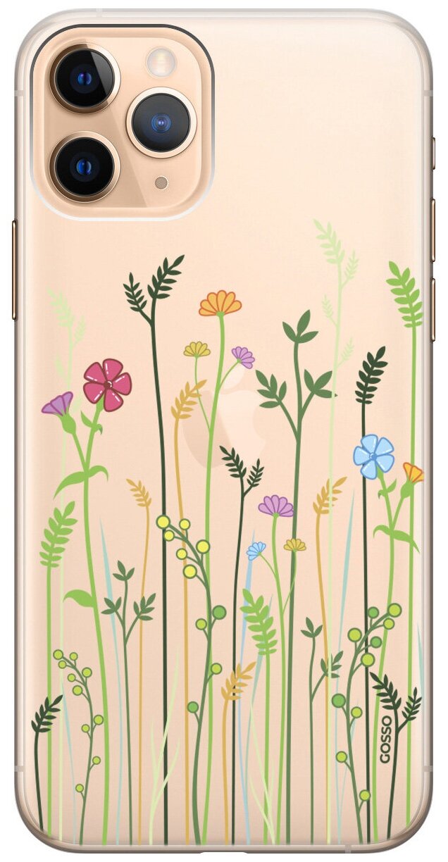 Силиконовый чехол на Apple iPhone 11 Pro / Эпл Айфон 11 Про с рисунком "Flowers & Fern"