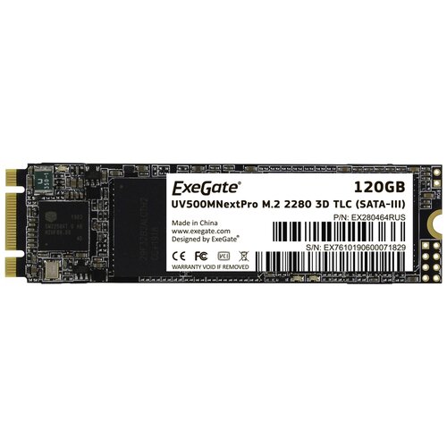 Накопитель SSD M.2 2280 120GB ExeGate NextPro UV500TS120 (SATA-III, 22x80mm, 3D TLC)EX280464RUS
